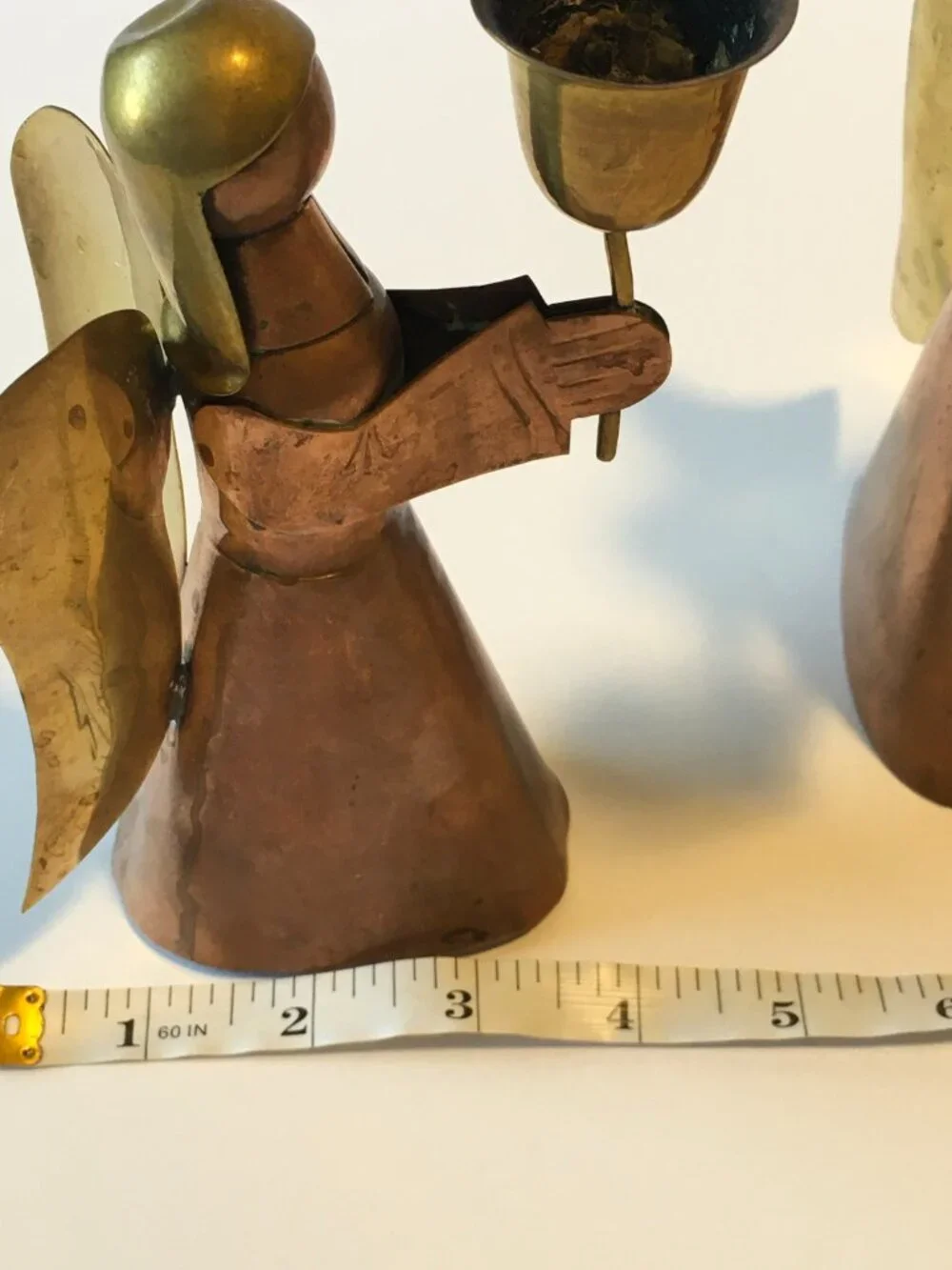 Vtg Copper Brass Angel Candlestick Holders Candle Holders Christmas Decor Read
